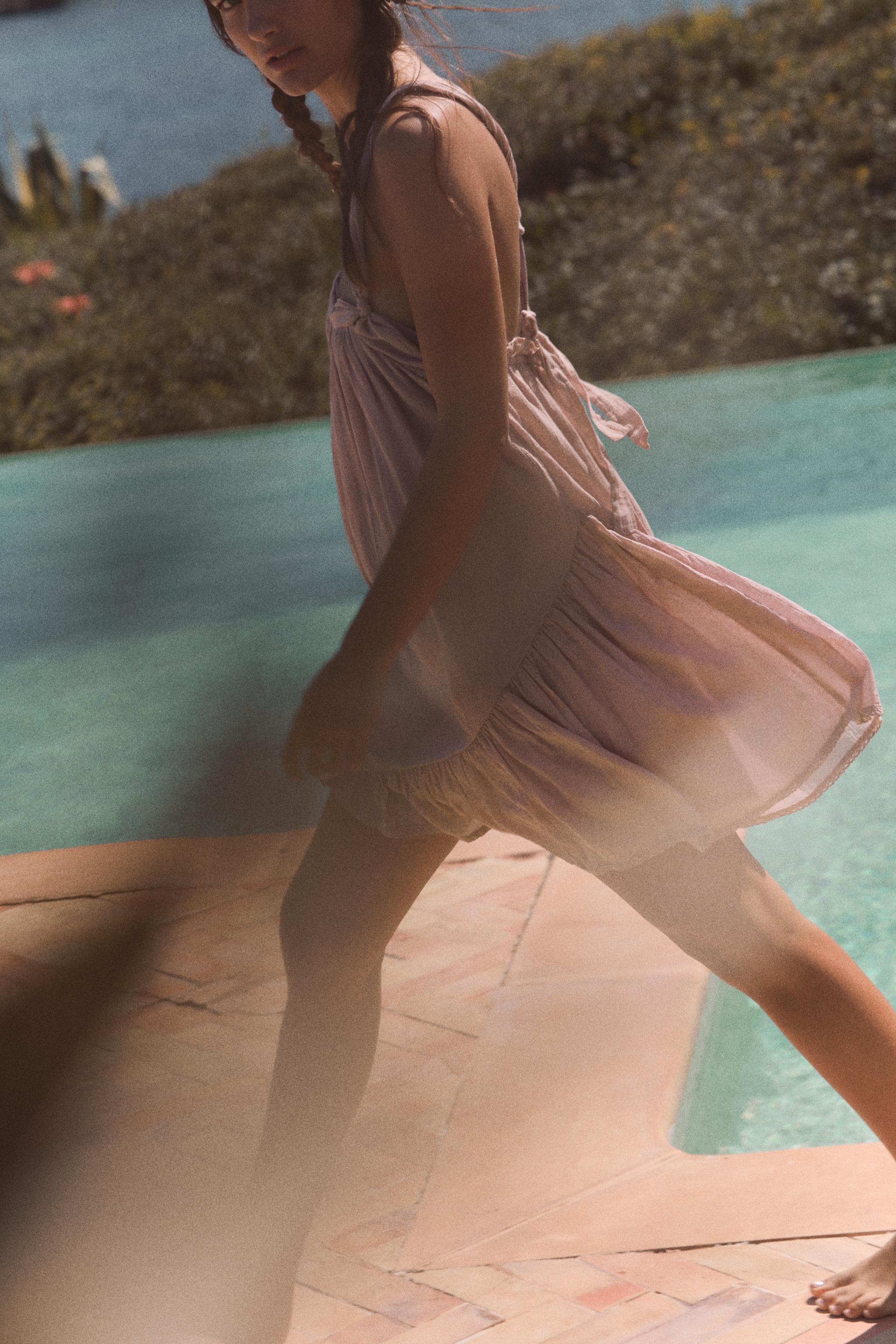 GAUZE STRAPPY MINI DRESS